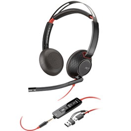 Poly Blackwire 5220 USB-C Auriculares Estéreo Negro con Adaptador y Jack 3,5 mm